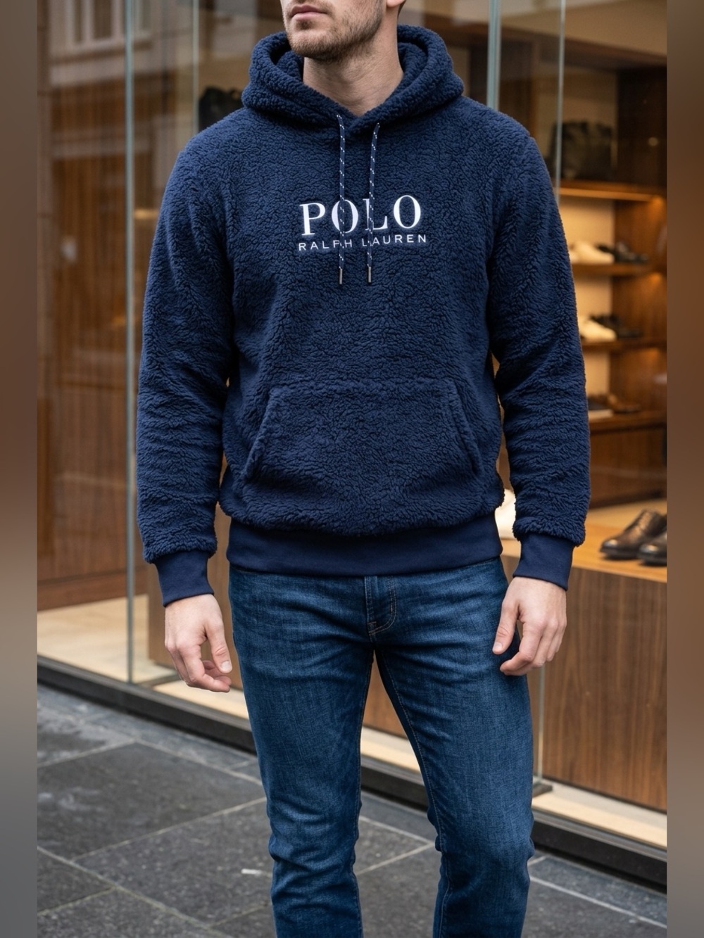 Polo by Ralph Lauren Navy Sherpa Pullover Hoodie Sz/XL NWT